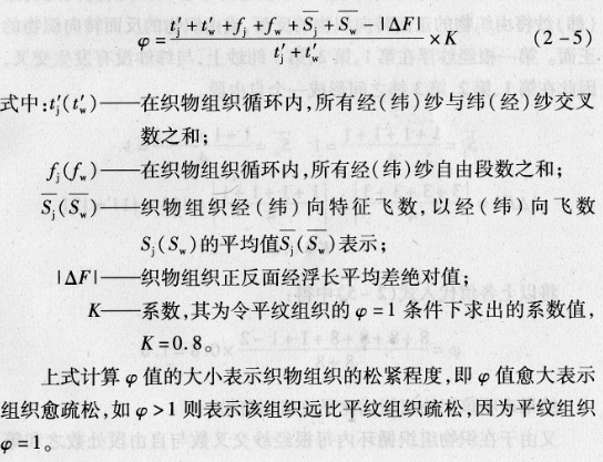 組織系數(shù)ψ如何表示?如何用其鑒別織物組織的松緊程度?