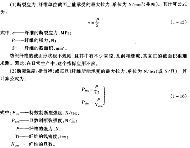 纖維強度常用指標